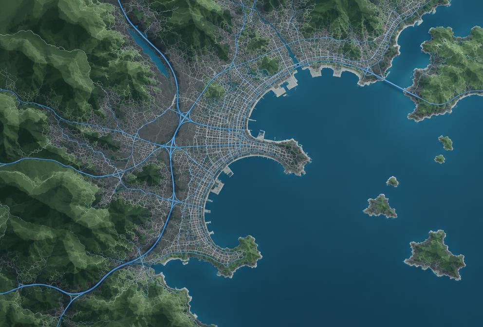 Abstract cartographic visual for the EVO map family