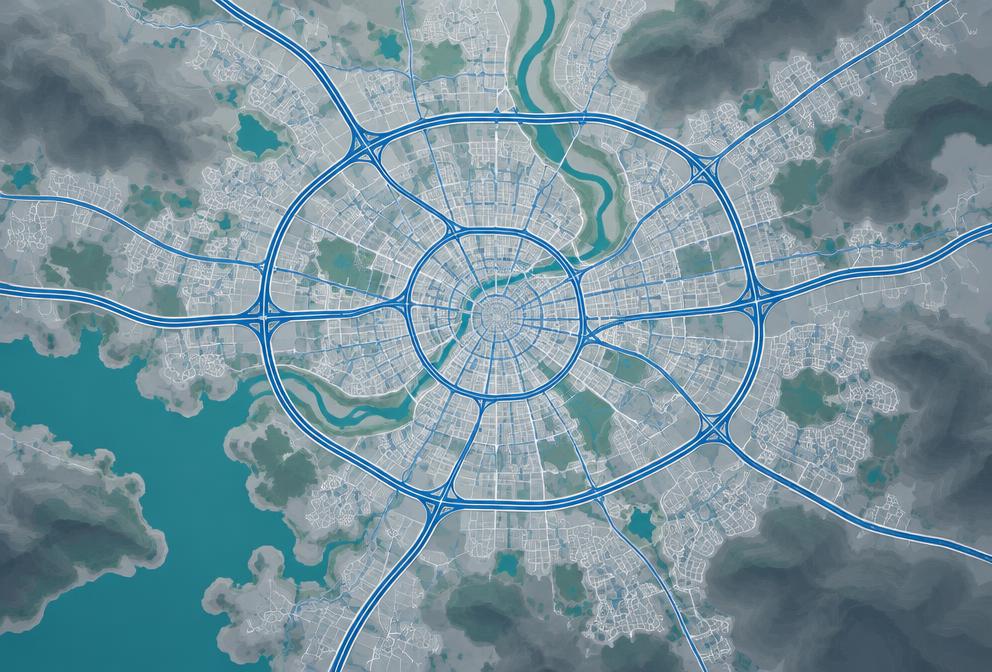 Abstract cartographic visual for the NEXT map family