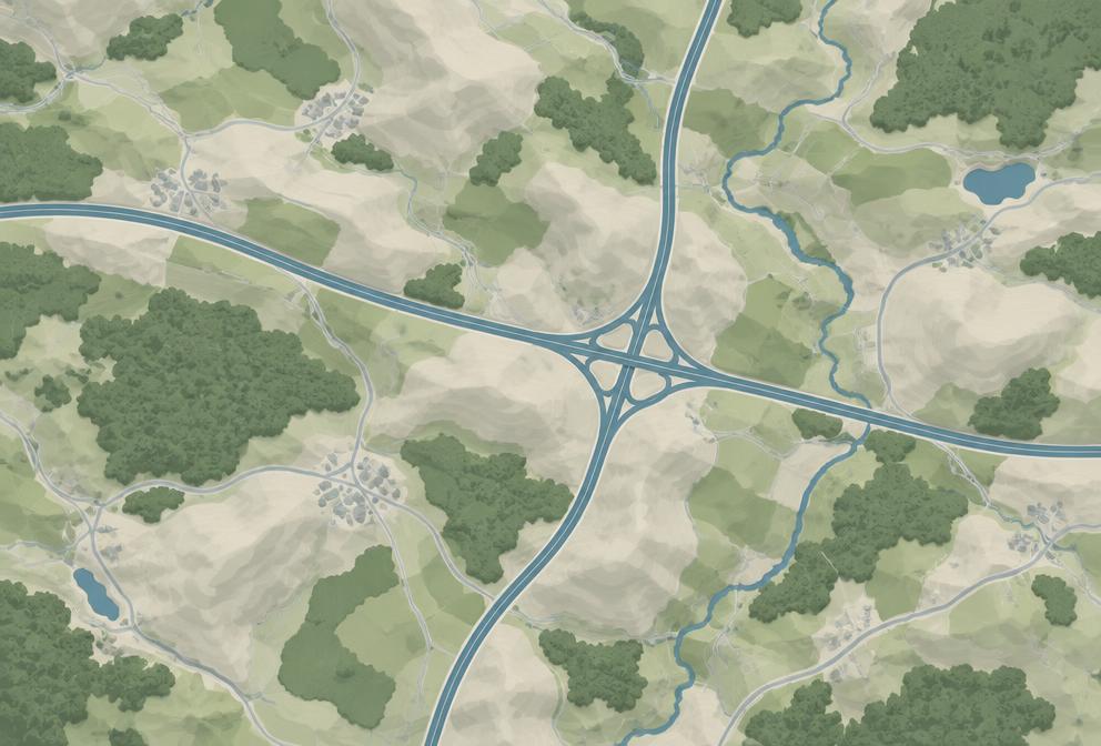 Abstract cartographic visual for the ROUTE map family